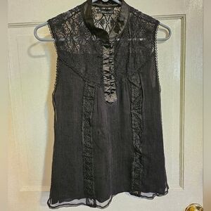 Semi-sheer Black Lace Dressy Tank